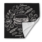 Black And White Hamburger Print Silk Bandana