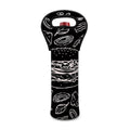 Black And White Hamburger Print Single Neoprene Wine Tote