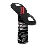 Black And White Hamburger Print Single Neoprene Wine Tote