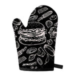 Black And White Hamburger Print Single Oven Mitt