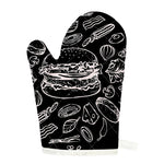 Black And White Hamburger Print Single Oven Mitt