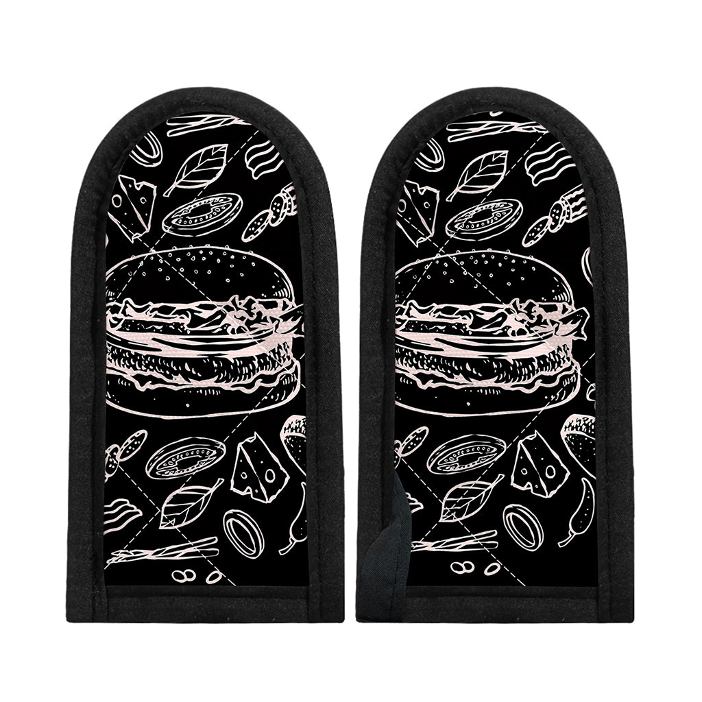 Black And White Hamburger Print Skillet Handle Cover