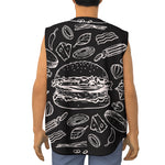 Black And White Hamburger Print Sleeveless Baseball Jersey
