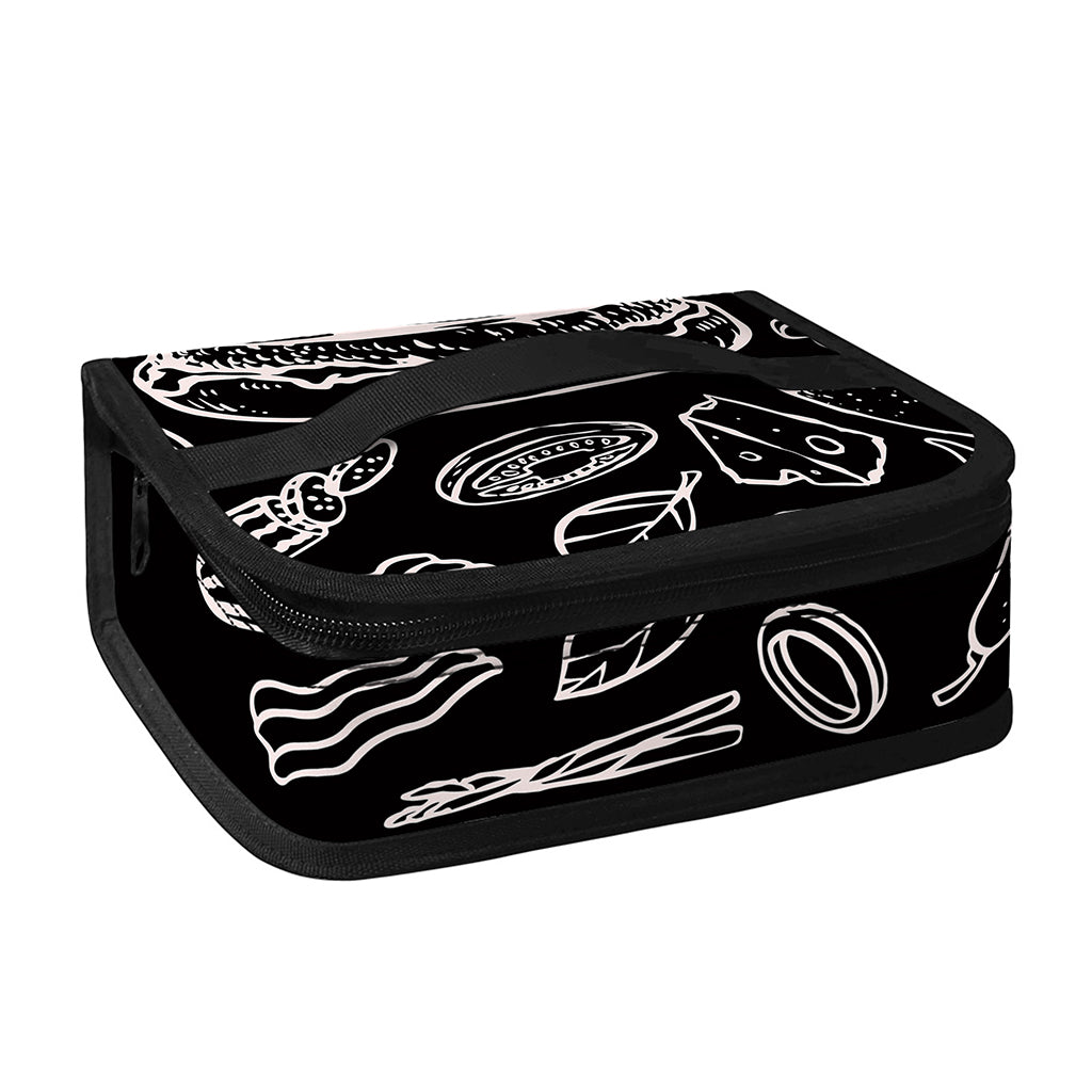 Black And White Hamburger Print Small Lunch Bag