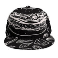 Black And White Hamburger Print Snapback Cap