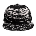 Black And White Hamburger Print Snapback Cap