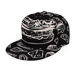 Black And White Hamburger Print Snapback Cap