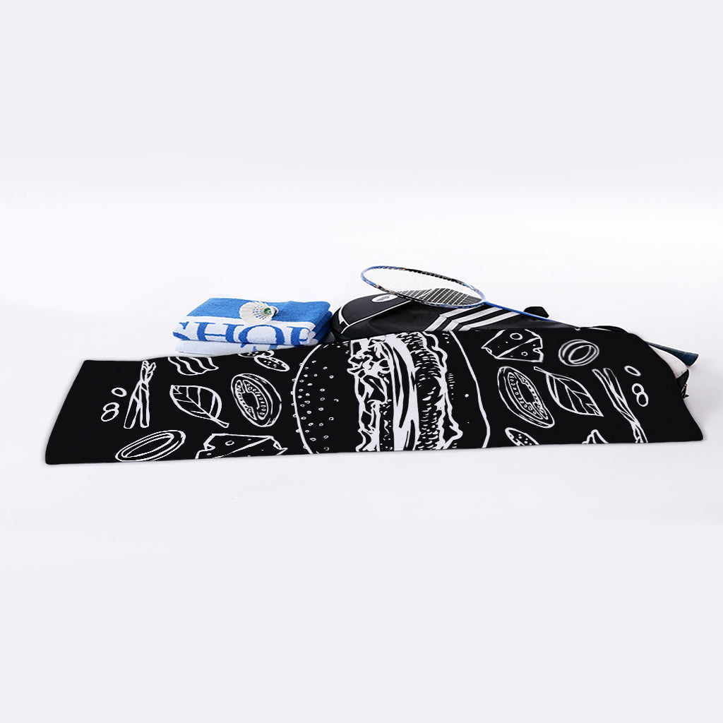 Black And White Hamburger Print Sports Towel