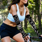 Black And White Hamburger Print Sun Protection Arm Sleeves