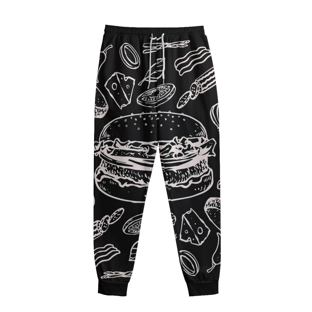 Black And White Hamburger Print Sweatpants