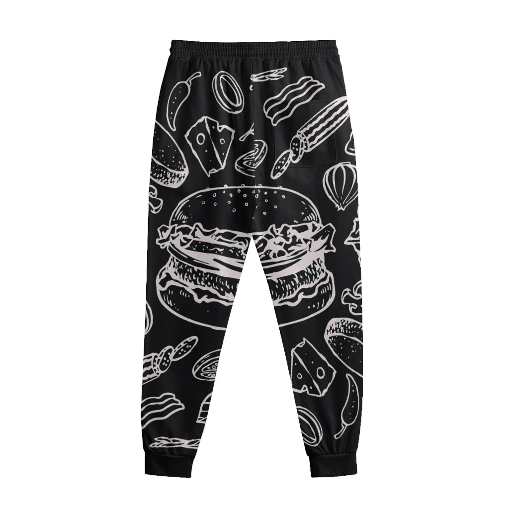 Black And White Hamburger Print Sweatpants