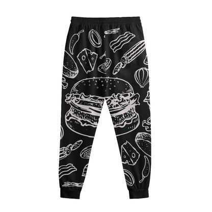 Black And White Hamburger Print Sweatpants