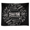 Black And White Hamburger Print Tapestry