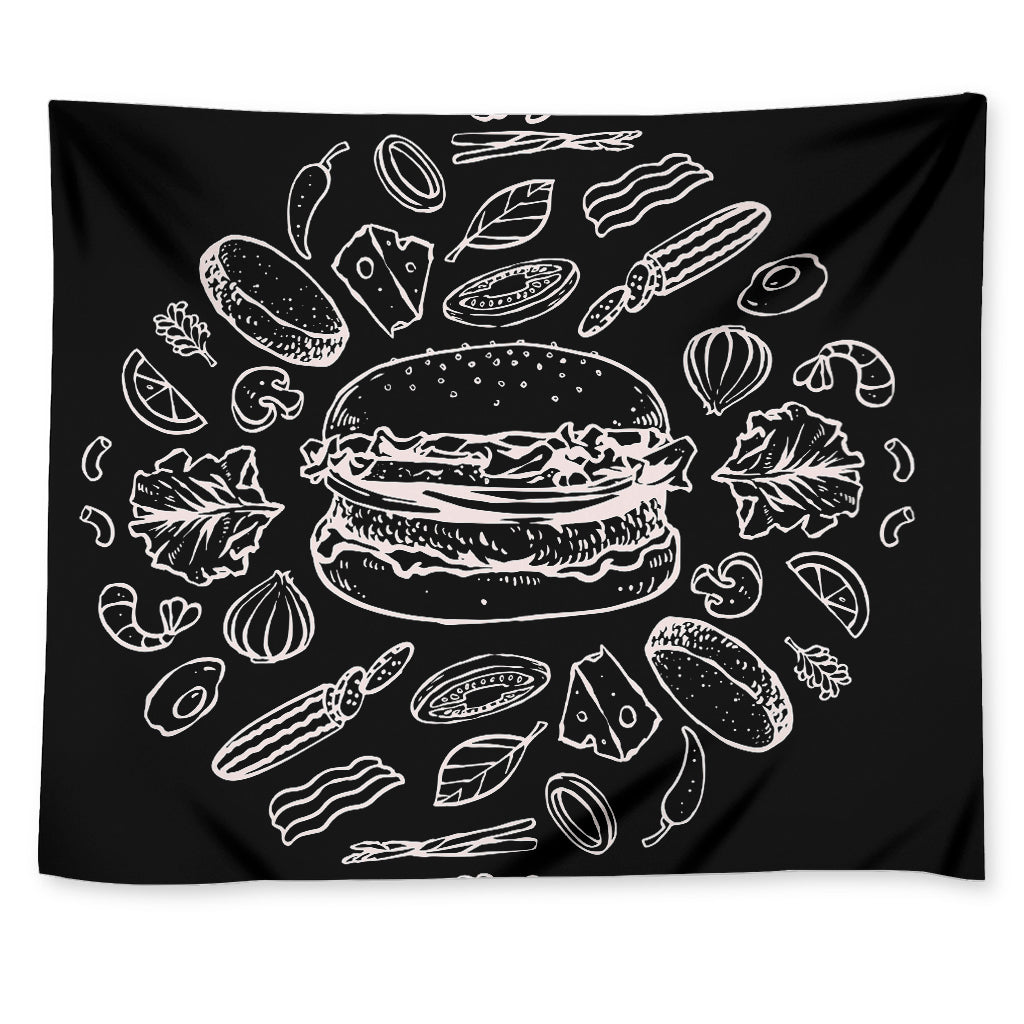 Black And White Hamburger Print Tapestry