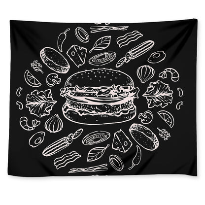Black And White Hamburger Print Tapestry