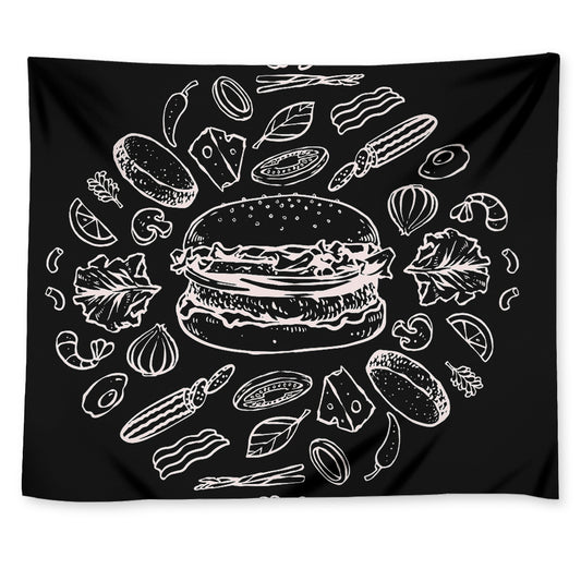 Black And White Hamburger Print Tapestry