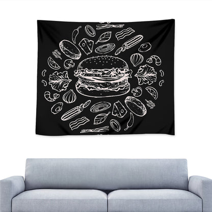 Black And White Hamburger Print Tapestry