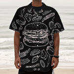 Black And White Hamburger Print Textured Short Sleeve Shirt