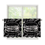 Black And White Hamburger Print Tier Curtains