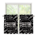 Black And White Hamburger Print Tier Curtains