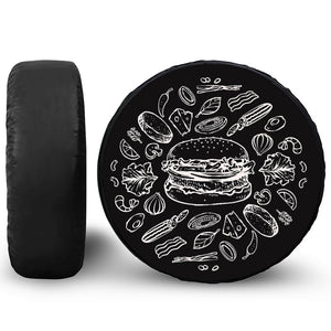 Black And White Hamburger Print Tire Cover