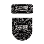 Black And White Hamburger Print Toilet Lid And Tank Cover Set