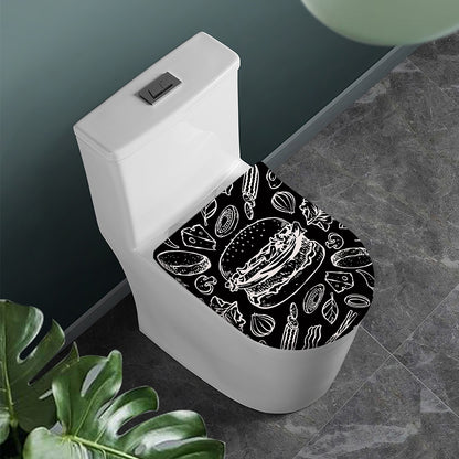 Black And White Hamburger Print Toilet Lid Cover