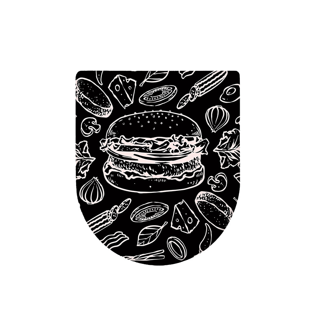 Black And White Hamburger Print Toilet Lid Cover