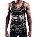 Black And White Hamburger Print Men's Workout Tank Top