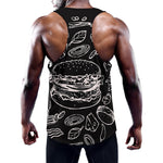 Black And White Hamburger Print Training Tank Top