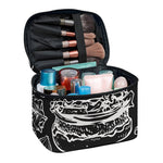 Black And White Hamburger Print Travel Makeup Bag