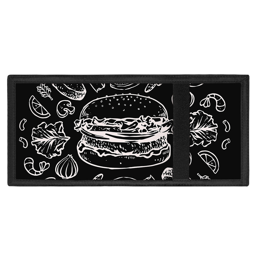 Black And White Hamburger Print Trifold Wallet