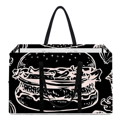 Black And White Hamburger Print Utility Tote Bag