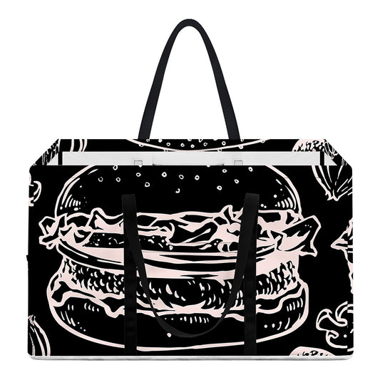 Black And White Hamburger Print Utility Tote Bag