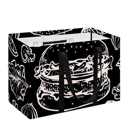 Black And White Hamburger Print Utility Tote Bag