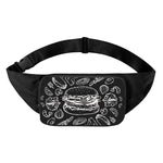 Black And White Hamburger Print Waist Bag
