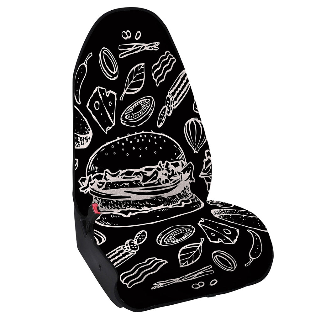 Black And White Hamburger Print Waterproof Car Seat Cover