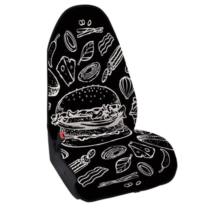 Black And White Hamburger Print Waterproof Car Seat Cover