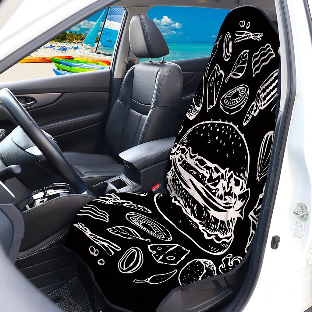 Black And White Hamburger Print Waterproof Car Seat Cover