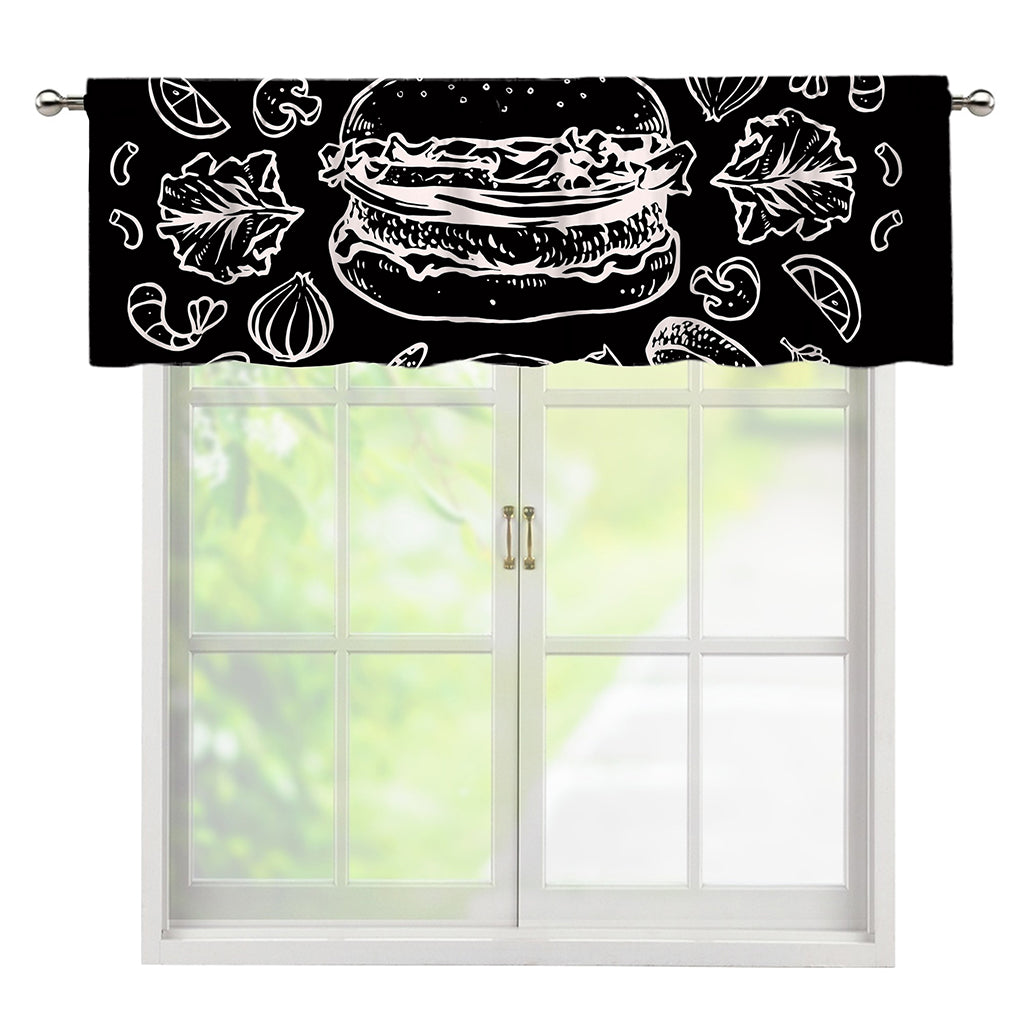 Black And White Hamburger Print Window Valance