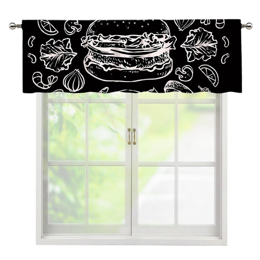 Black And White Hamburger Print Window Valance
