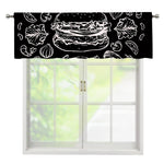 Black And White Hamburger Print Window Valance
