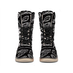 Black And White Hamburger Print Winter Boots