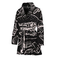 Black And White Hamburger Print Women's Bathrobe