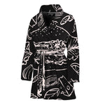 Black And White Hamburger Print Women's Bathrobe