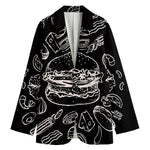 Black And White Hamburger Print Women's Blazer
