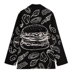 Black And White Hamburger Print Women's Blazer