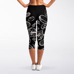Black And White Hamburger Print Women's Capri Leggings