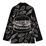 Black And White Hamburger Print Women's Cotton Blazer