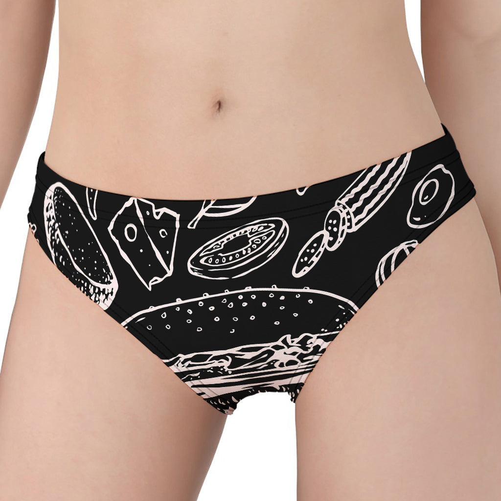 Black And White Hamburger Print Women's Panties